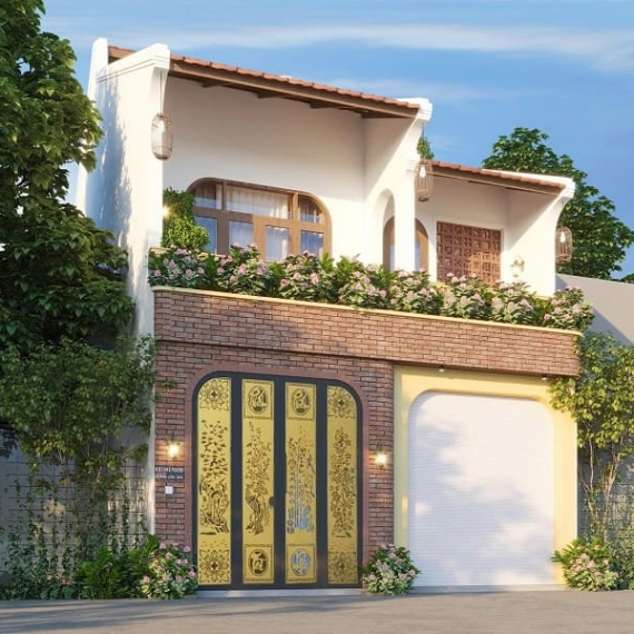 Mẫu nhà phố 2 tầng 1 tum